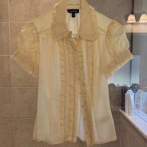 Bebe Soft Cream Ruffle Blouse